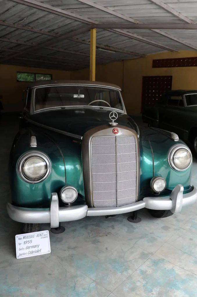 A Mercedes-Benz 300C from 1955 used by India's first President Rajendra Prasad on display at 'Auto World' car museum in Kathwada. (Photo credit SAM PANTHAKY/AFP via Getty Images)
