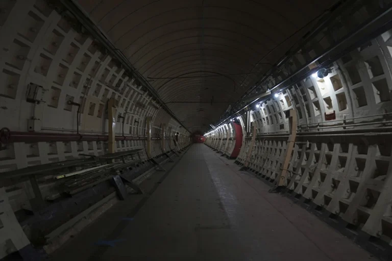 A general view of one of the tunnels during a press tour London, Thursday, June 19, 2025. (AP Photo/Joanna Chan)