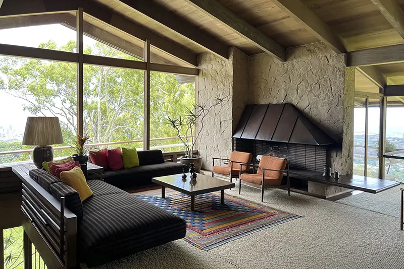 This image shows an interior view of the Liljestrand House in Honolulu, Hawaii, designed by architect Vladimir Ossipoff. (Kristina Linnea Garcia via AP)