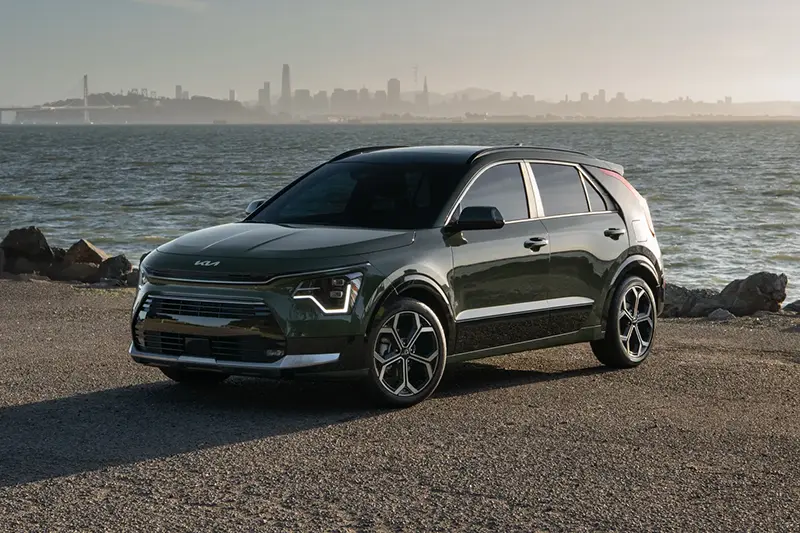 This photo provided by Kia shows the Niro Hybrid, a small SUV with excellent fuel economy available on the used market priced under $25,000. (Courtesy of Kia America via AP)